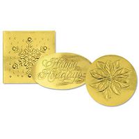 Holiday Assortment Embossed Foil Seals, 45 Count (Gold)