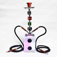 19.7" Hookah Combo Kit with LED Light, Hookah Set 2 Hose, Shisha Narguile a Whole Set of Sheesha for Water Smoking, 2 Pro Lounge Hoses,Black