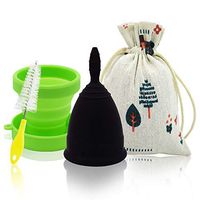 TIMKDLE Medica GradeC Silicone Comfortable Menstrual Cup with Foldable Sterilizing Cup Set Wear for 12 Hours (Small)