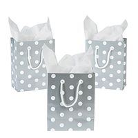 Paper Medium Silver Polka Dot Wedding Party Gift Bags…