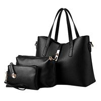 QIUUE 3PCS Women Large Capacity Holder Bag Leisure Leather Crossbody Bags Handbag Messenger Bags Wallets