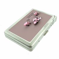 Piggy Bank Funny Em1 Hip Silver Cigarette Case With Built In Lighter 4.75" X 2.75" Id Holder Metal Wallet RFID Protection