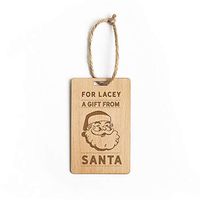 Personalized Wooden Holiday Gift Tags with Holes for Gifting and Giving Season | Christmas Wood Tag Hang Labels- Custom Design for Holiday Gift Favor (Gift from Santa (for Lacey))