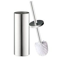 DOWRY Stainless Steel Toilet Brush and Holder,Bathroom Toilet Cleaner Brush,15.15''High, Pack of 1,Chrome Finish S202-5