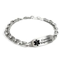 My Identity Doctor Custom Medical ID Bracelet with Free Engraving, Steel Matte 6mm Links - Black - Wrist Size 6.5 Inch