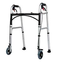 ZMYLOVE Trigger Release Folding Walker,Front Wheeled Support,Medical Walker with 2 Handbrakes and 8 Files Adjustable for Elderly, Handicap Medical Walking Mobility Aid