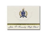 Signature Announcements John F. Kennedy High School (Silver Spring, MD) Graduation Announcements, Presidential style, Basic package of 25 with Gold & Blue Metallic Foil seal
