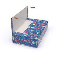 Cloaked Box - Easy Gift Wrapping Kit Includes Peel & Stick Wrapping Paper, Box, Tissues, Ribbon, and Card - Blue Birthday, Large (17.5 x 12 x 4 inches)