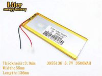 3.7V 3500mAh 3955136 Lithium Polymer Ion Rechargeable Battery Lithium Polymer Li-Po Battery for MP4 GPS MP3 Bluetooth Stereo DIY Gift