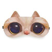 Zabrina Funny Creative Animated Cartoon 3D Cat Eyes Meow Sleep Mask Cute Animal Sleep Mask Therapy Light Shading Cover (Yellow)