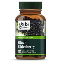 Gaia Herbs, Black Elderberry, Organic Sambucus Elderberry Extract for Daily Immune and Antioxidant Support, Vegan Powder Capsules, 60 Count