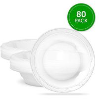 Plasticpro 18 ounce Premium Heavy Weight Crystal Clear Disposable Plastic Party Bowls Pack of 80