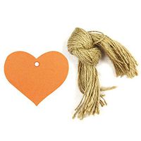 allydrew 50 Gift Tags/Kraft Hang Tags with Free Cut Strings for Gifts, Crafts & Price Tags, True Heart (Orange)