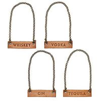 US Gifts Leather Decanter Tag Set (Pack of 2)