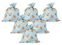 Pack of 6 Jumbo Gift Bags - Giant Plastic Gift Sacks, Gingerbread and Snowflakes Design - Perfect for Large Christmas Gifts - Includes Strings for Tying, Light Blue, 36 x 48 Inches