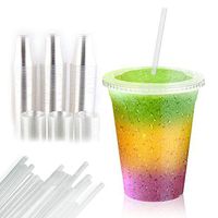 50 Pieces Of 16 Oz Plastic Cups, Lids and Straws, Durable and Disposable, Perfect for Your Cold Drink, Ice Tea, Cappuccino, Fruit Shake or Smoothie, Made from Heavy Duty and FDA Approved Material.