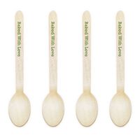 Dress My Cupcake Natural Wood Candy 100-Pack Buffet Cutlery Spoons DIY Kit, Baked with Love, 6.5-Inch, Leaf Green