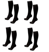 ASRocky Graduated Compression Socks Anti-Fatigue Antimicrobial Calf High Below Knee Mens Womens Sock Leg Foot Ankle Heel Support Pain Relief Stockings Reduce Swelling (4 Pair, Sm/Med, Black)