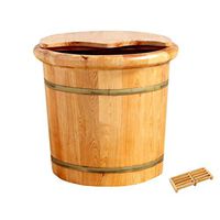 Foot Tub,Foot Basin Wooden Bucket,Solid Wooden Foot-Soaking Barrel,Foot Spa Wooden Tub,Foot Bath Barrel，Footbath Tub with Lid and Massager.