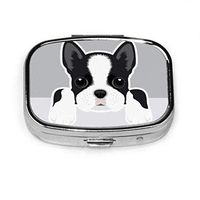 Vector Illustration Portrait Boston Terrier Puppy Medicine Carrying Case Daily Pill Cases Tablet Holder Wallet Organizer Case for Pocket Or Purse