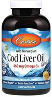Carlson - Cod Liver Oil, 460 mg Omega-3s + Vitamins A & D3, Wild-Caught Norwegian Arctic Cod-Liver Oil, Sustainably Sourced Nordic Fish Oil Capsules, Lemon, 300 Softgels