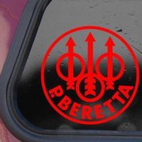 P. Beretta Firearms Logo - Vinyl 4" wide (Color: RED) decal laptop tablet skateboard car windows stickers - by So Cool Stuf