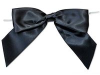 6ct. Pre-Tied Black 5" Satin Gift Bows Wire Ties Ready-to-Use 1-1/2" Ribbon