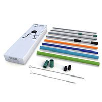 New Reusable Straws Straight Set - Silicone Straws and Stainless Steel Straws in Smoothie and Regular size - Free Brushes Bumpers Tips and Storage Box – Fits up to 30oz Tumblers - Variety Pack of 8