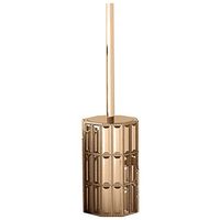 nu steel Resin Toilet Cleaning Brush with Holder Bowl Scrubber, Space Saving, Contemporary Scrubbing Cleaner, Good Grip Decorative Design, Gold Finish