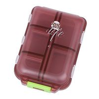 Bidear Pill Case - Portable Travel Tablet Medicine Vitamin Pill Organizer Box for Purse or Pocket,10 Compartments,Translucent Chocolate