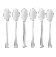 96 Mini Clear Plastic Spoons, 4.5 Inches, Elegant And Disposable Clear Flatware. Includes 96 Clear Dessert / Appetizer Spoons