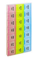 Pill Organizer Box Weekly Case with Snap Lids, Medicine Organizer, Vitamin Organizer, Reminder Daily Am Pm, Day Night Compartments 7 Days (6038)
