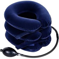 Neck Traction Ohuhu Neck Cervical Traction Collar Device for Neck Shoulder Back Head Pain Relief Inflatable Spine Alignment Pillow, Dark Blue Mother's Day Gift