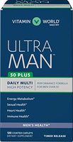 Vitamin World Ultra Man 50 Plus Daily Multivitamin | Feat. Zinc, Flaxseed, Amino Acids, Vitamins B6, B12, C, E, Folic Acid | Health & Wellness Multi-Supplement for Men Over 50, 120 Caplets