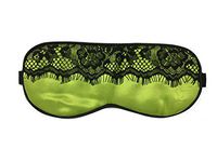 Amint Luxurious Lace Fabric Sleep Mask Black Eye Mask for Sleep with Ear Plugs Travel Green,7.9"*3.5"