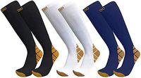 Plus Size Wide Calf 3-Pairs Halcyon Knee High Graduated 20-30mmHG Compression Socks for Men & Women (2XL/3XL, Assorted)