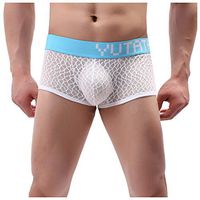 Haxikocty Men Air Permeability Quick Drying Underpants Flat Pants Sexy Quartet Pants Knicker Boxer Pants White