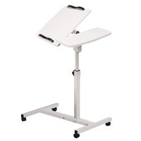 TTINAF Height-Adjustable Computer Desk, Rolling Wheels Tilting Sit-Stand Laptop Cart with Mouse Pad Table Notebook Stand Reading Holder (White)