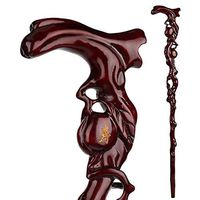 Wood Cane with Supportive Curved Handle Exquisite Carving Walking Canes Sticks for Men and Women Hand Crutches Made of Iron Pear No Assembly Required Sturdy Stable As Gifts Fauay,B