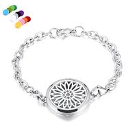 constantlife 20 Different Design 316L Stainless Steel Chain Bracelet Fragrancy Diffuser Fashion Essential Oil Diffuser Bracelet Jewelry (Sunflower)