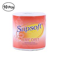 10 Rolls Toilet Paper 3 Layers Soft Toilet Tissue Cotton Roll Paper Household Towel Tissue Skin-Friendly Comfortable Roll Paper for Home Kitchen Bathroom Washroom Office