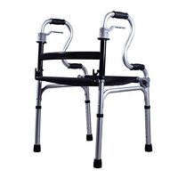 F&T Disabled Walker with Seat Cushion, Aluminum Alloy Folding Old Walker Adjustable Height Four-Foot Walker (Color : Silver)