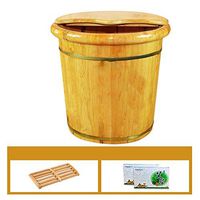 Foot Spa Wooden Tub,Solid Wood Foot Soaking Barrel，Cypress Wood Foot Bucket，Thicken Wooden Tub，Wooden Foot Bath Barrel，Foot Soaking Tub (Color : B)