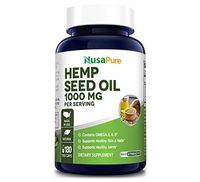 Hemp Seed Oil 90000mg Per Bottle - 180 Vegetarian Capsules (Non-GMO, Made with Organic Hemp Seed Oil) - Omega 3, 6, 9 Fatty Acids - Supports Healthy Joints, Skin & Nails