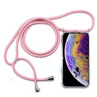 Shinyzone Lanyard Case Compatible with Samsung Galaxy S9 Plus,Case Cover with Neck Cord Strap Holder,Clear Transparent Hard Back + Rugged Bumper Frame Drop Protection,Pink