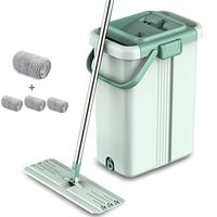 SHPING Mops Flat drag, 360 degree rotation, mop and bucket set, free of hand wash, wet and dry, suitable for household floor cleaning (Size : B)