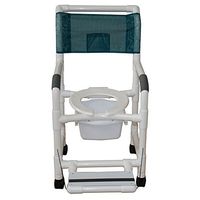 MJM International 118-5-FF-SQ-PAIL Standard Shower Chair with Folding Footrest, Commode Pail 5" Casters, 300 oz Capacity, 40.5" Height x 22" Width x 25.25" Depth, Royal Blue/Forest Green/Mauve