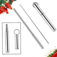 Reusable Telescopic Straw, Portable Drinking Straw Great for Bubble Tea, Boba Tea and Milkshakes, Telescopic Stainless Steel Metal Straw with Aluminum Carrying Case & Cleaning Brush