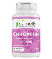 EZ Melts Chromium Picolinate, 400 mcg, Sublingual Vitamins, Vegan, Zero Sugar, Natural Orange Flavor, 90 Fast Dissolve Tablets