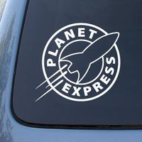 Futurama Planet Express - Vinyl - 4" wide (color: WHITE) decal laptop tablet skateboard car windows stickers